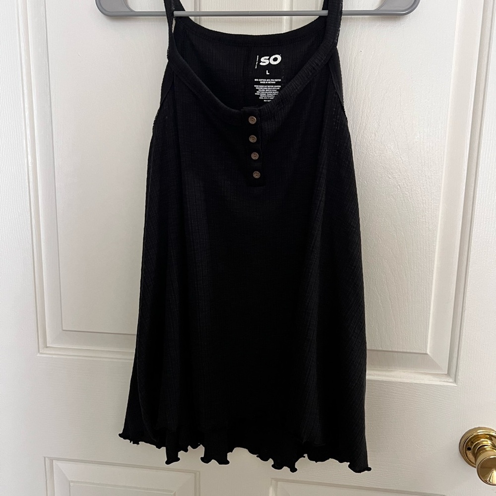 NWT SO Black Buttoned Sleeveless Top